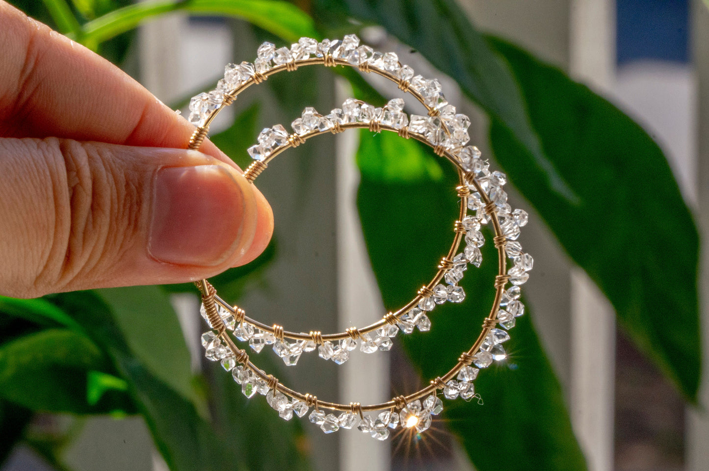 Herkimer diamond hoop earrings