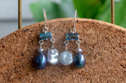 Sterling silver pearl mobile earrings
