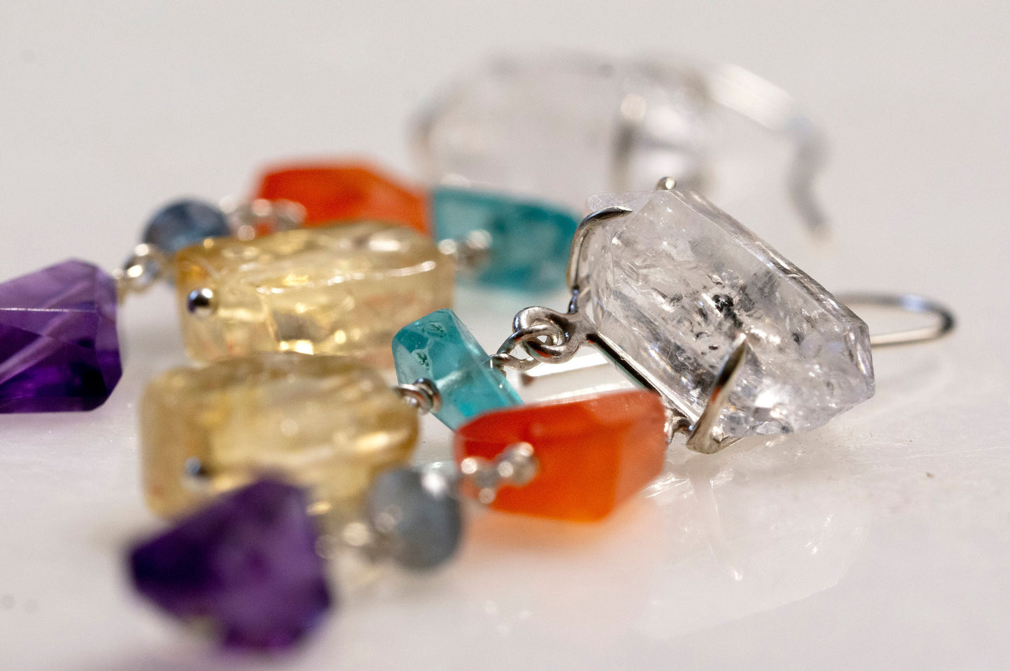 Multi gemstone mobile dangle earrings