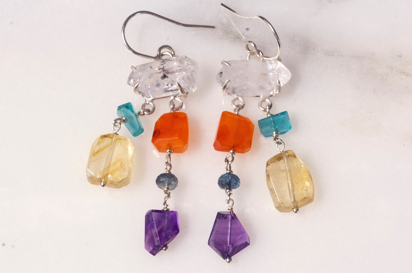Multi gemstone mobile dangle earrings