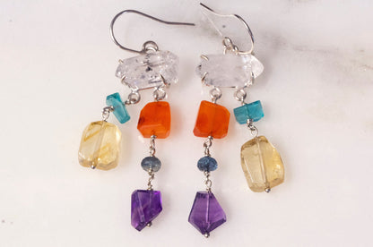 Multi gemstone mobile dangle earrings