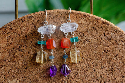 Multi gemstone mobile dangle earrings