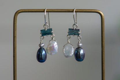 Sterling silver pearl mobile earrings