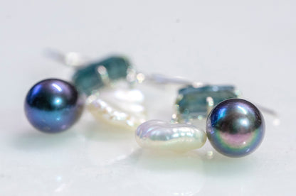 Sterling silver pearl mobile earrings