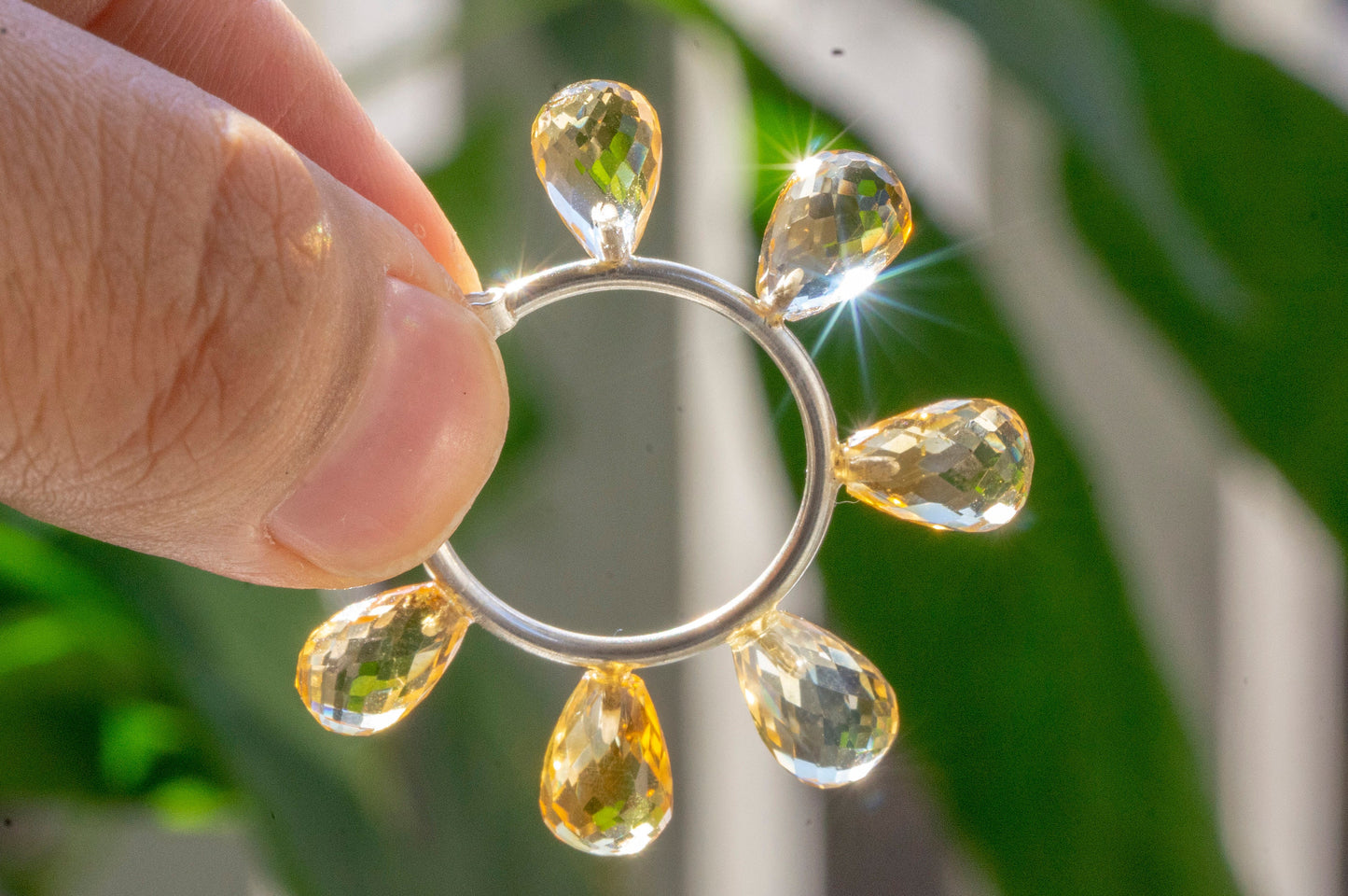 Citrine facet teardrop hoop earrings