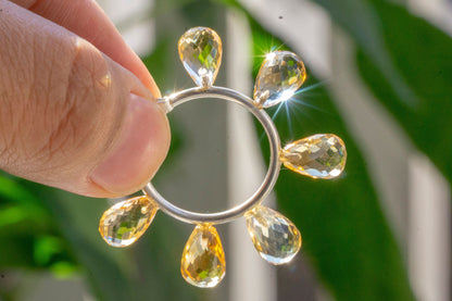 Citrine facet teardrop hoop earrings