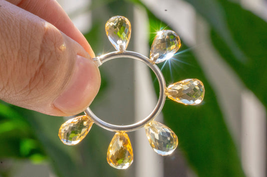 Citrine facet teardrop hoop earrings