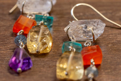 Multi gemstone mobile dangle earrings