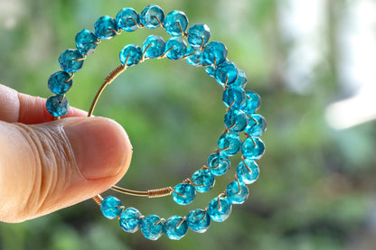 London blue topaz hoop earrings