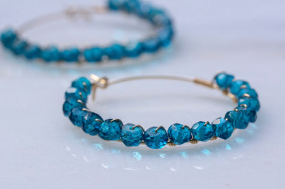 London blue topaz hoop earrings