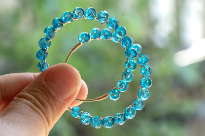 London blue topaz hoop earrings