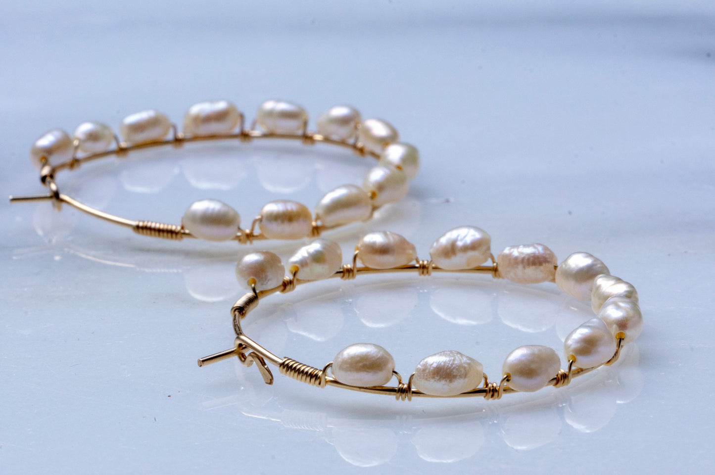 Baroque pearl hoop earrings