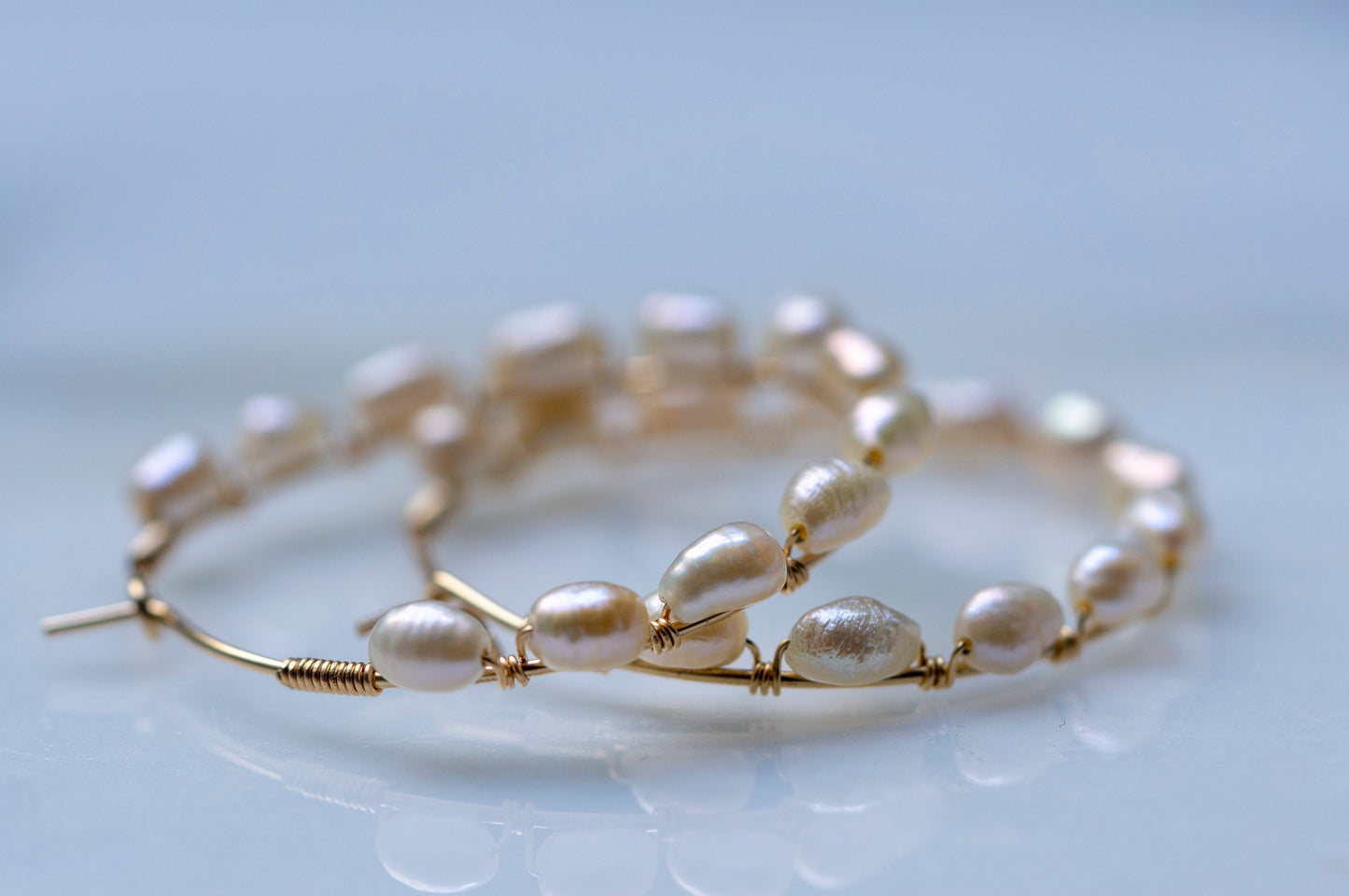 Baroque pearl hoop earrings