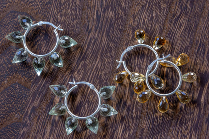 Citrine facet teardrop hoop earrings