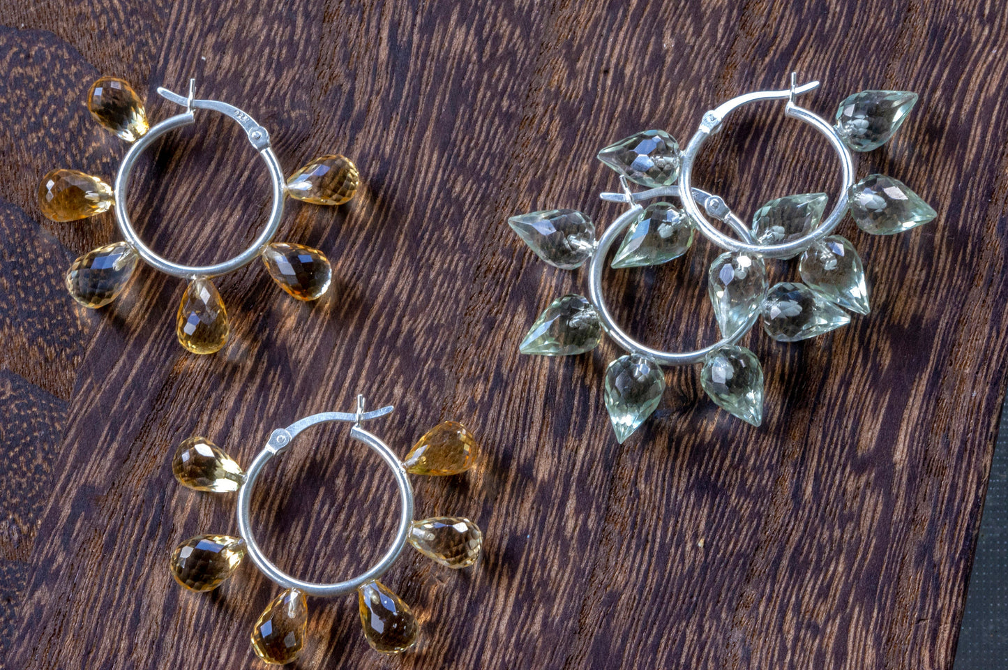 Citrine facet teardrop hoop earrings