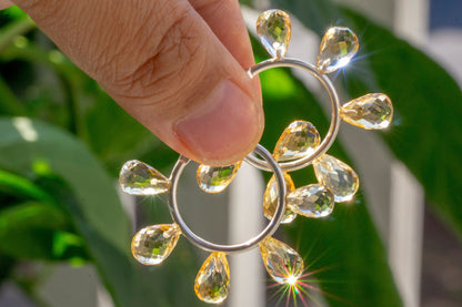 Citrine facet teardrop hoop earrings