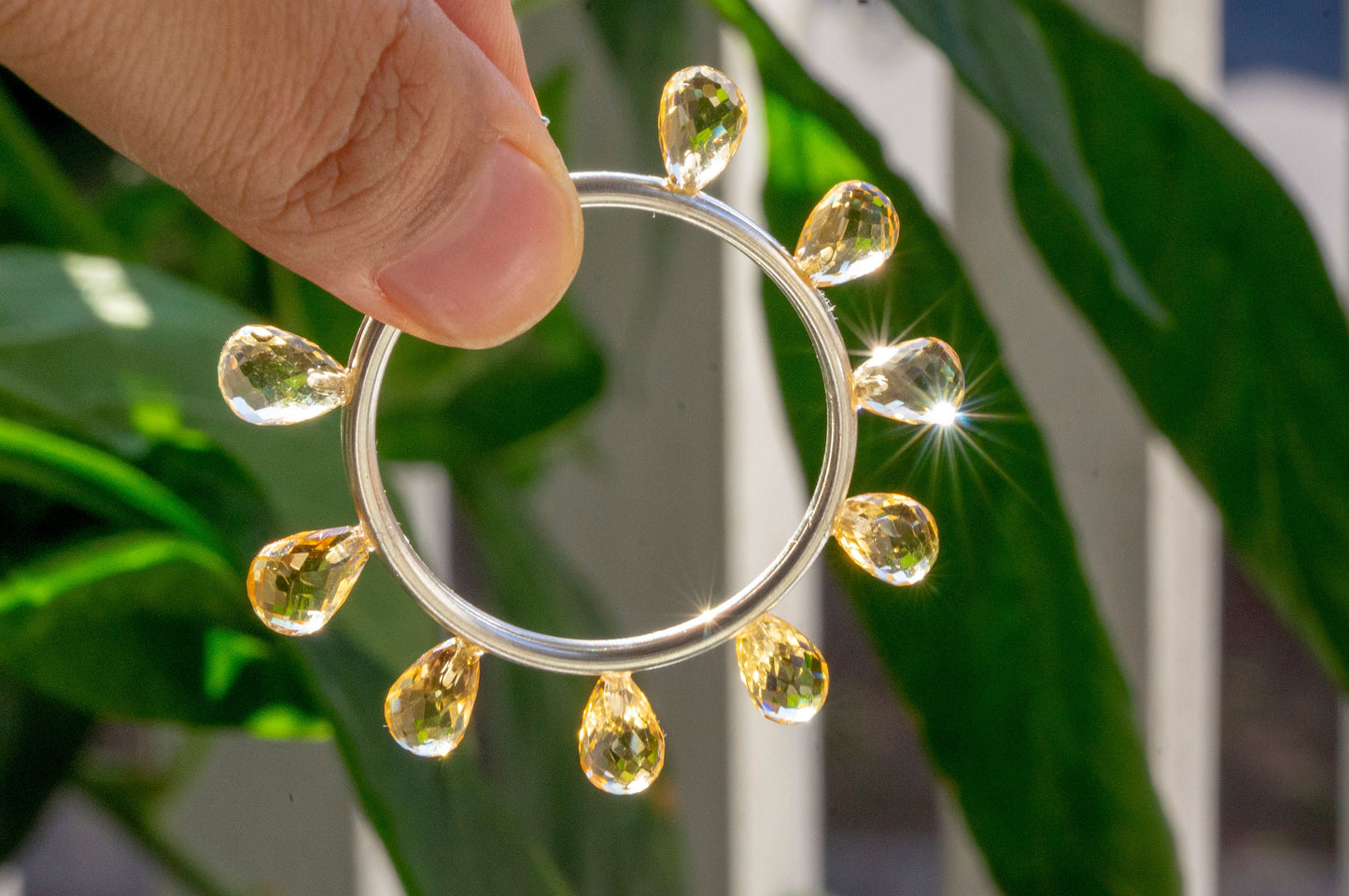 Large citrine facet teardrop hoop earrings