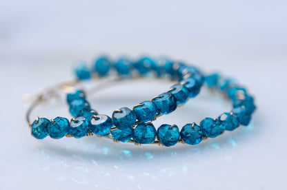 London blue topaz hoop earrings