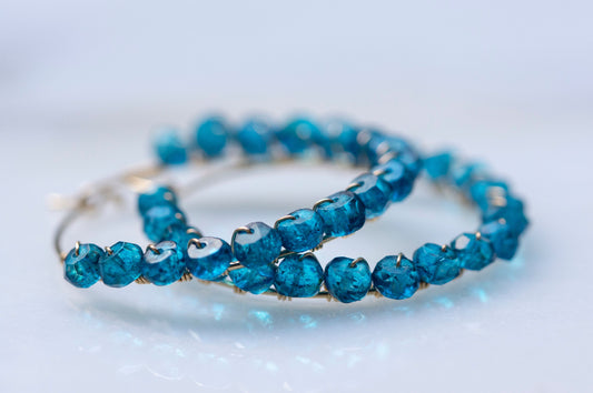 London blue topaz hoop earrings