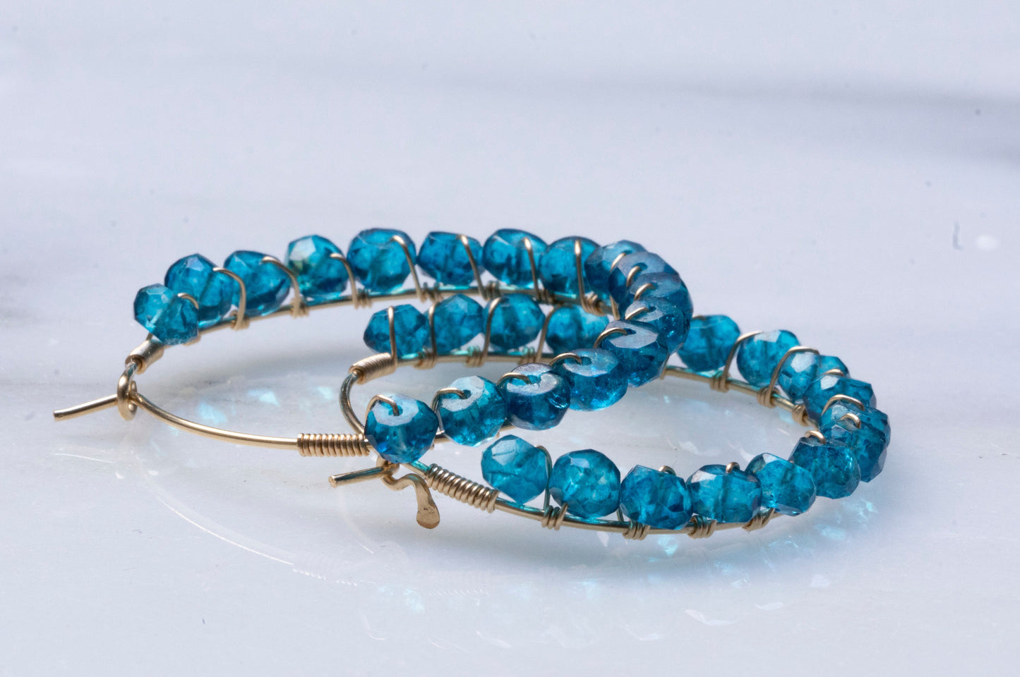 London blue topaz hoop earrings
