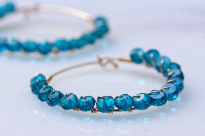 London blue topaz hoop earrings