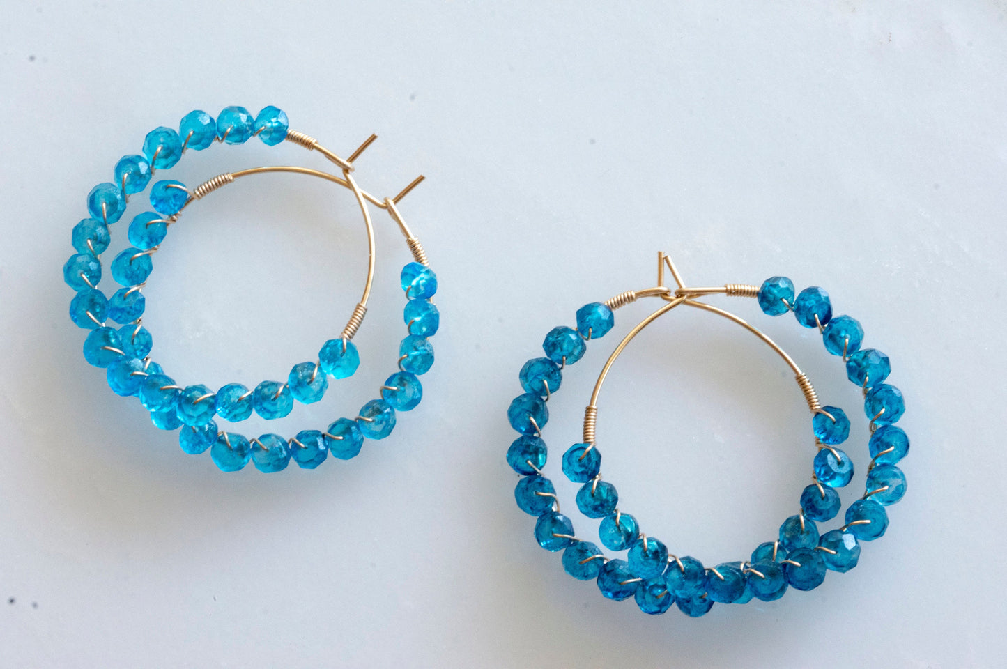 London blue topaz hoop earrings