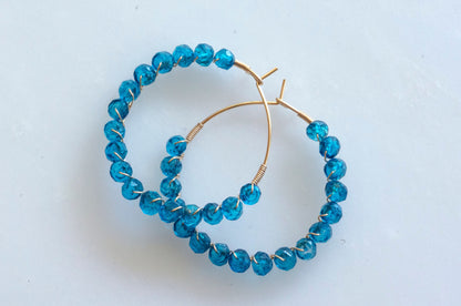 London blue topaz hoop earrings