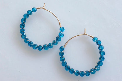 London blue topaz hoop earrings