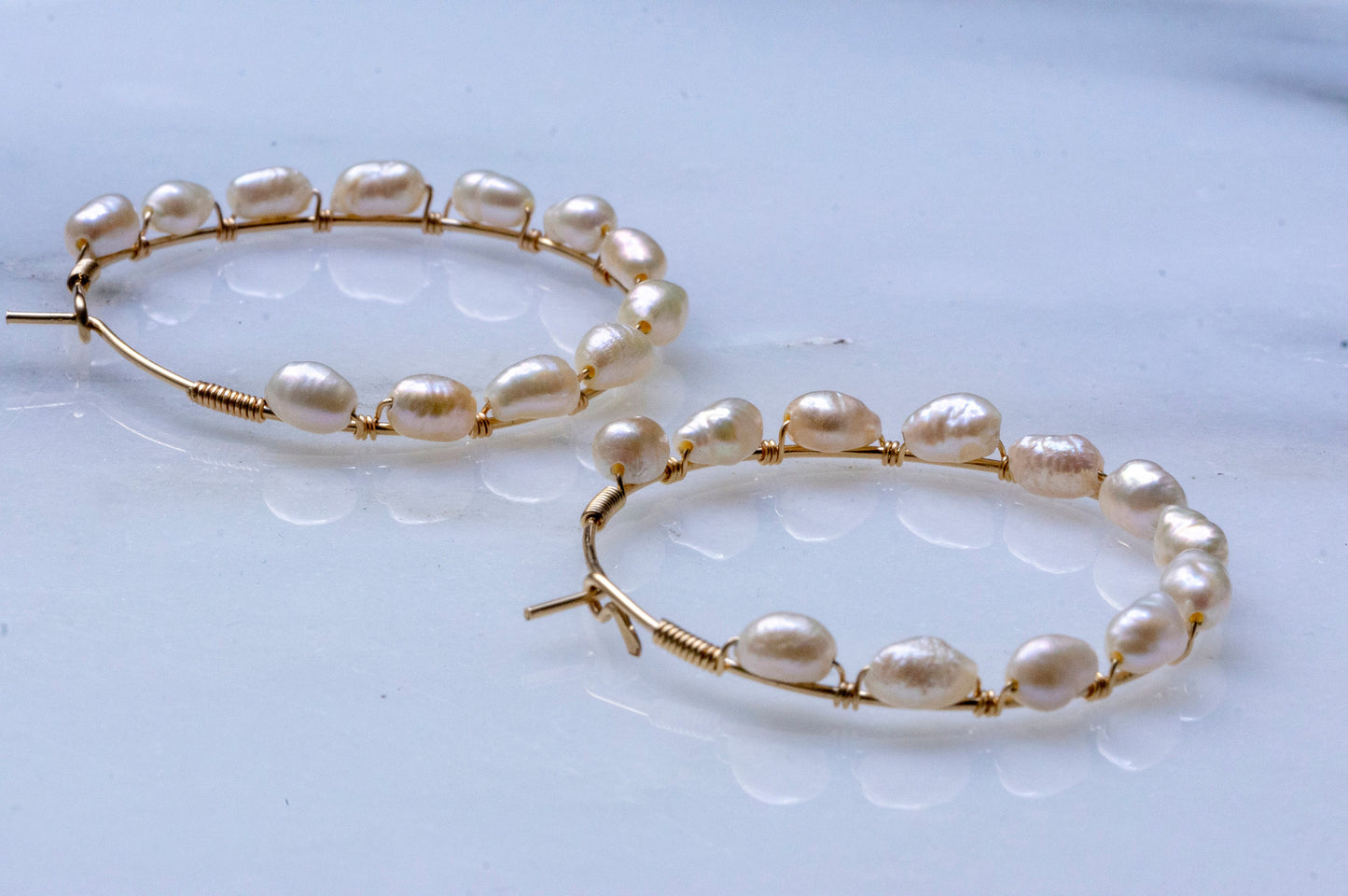 Baroque pearl hoop earrings