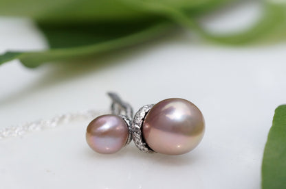 Baroque pearl acorn pendant necklace