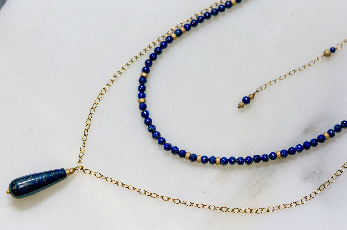 Lapis Lazuli gold filled stacking necklace