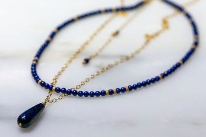 Lapis Lazuli gold filled stacking necklace
