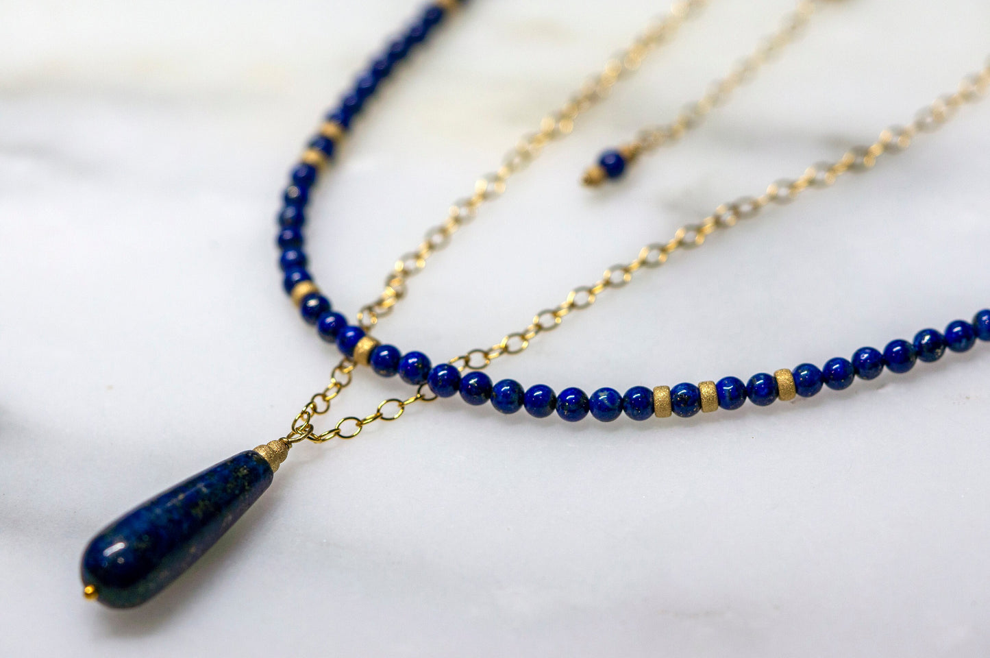 Lapis Lazuli gold filled stacking necklace