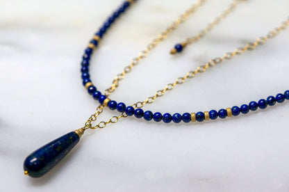Lapis Lazuli gold filled stacking necklace