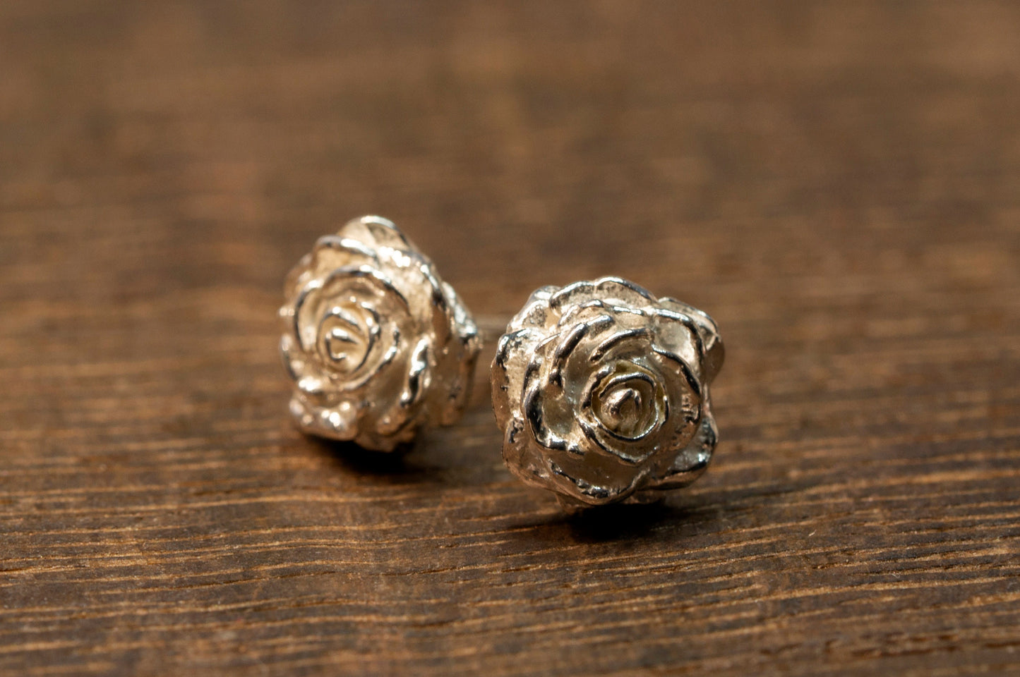 Rose sterling silver ear studs