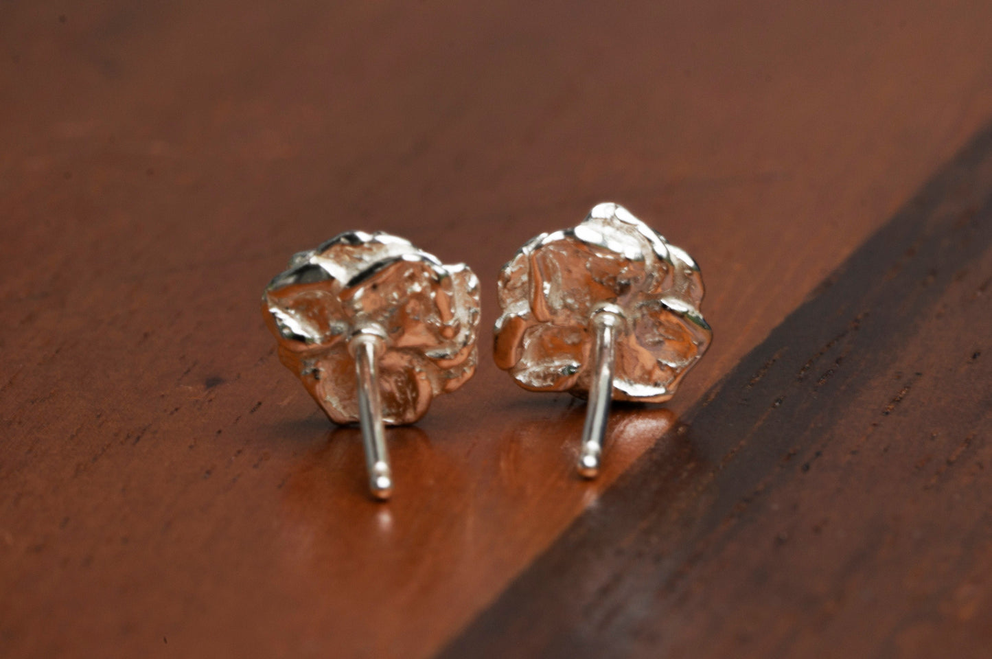 Rose sterling silver ear studs
