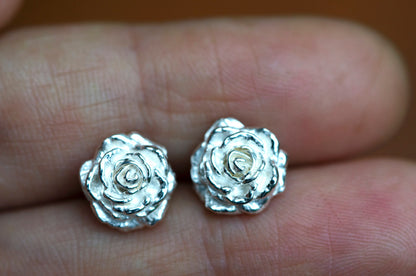 Rose sterling silver ear studs