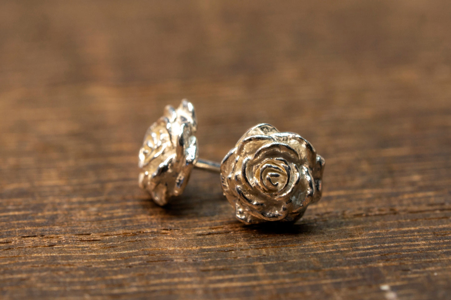 Rose sterling silver ear studs