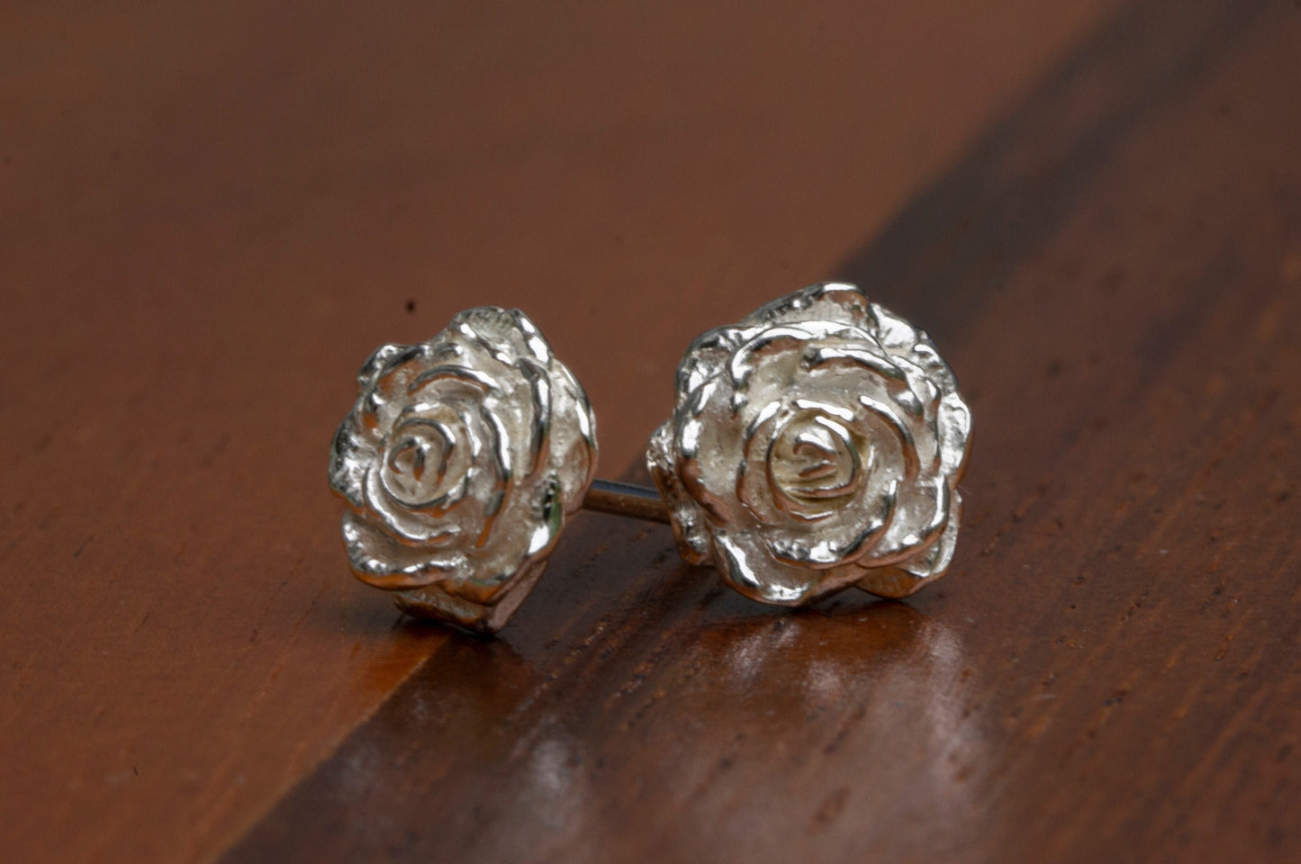 Rose sterling silver ear studs