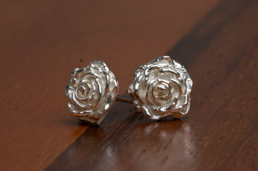 Rose sterling silver ear studs