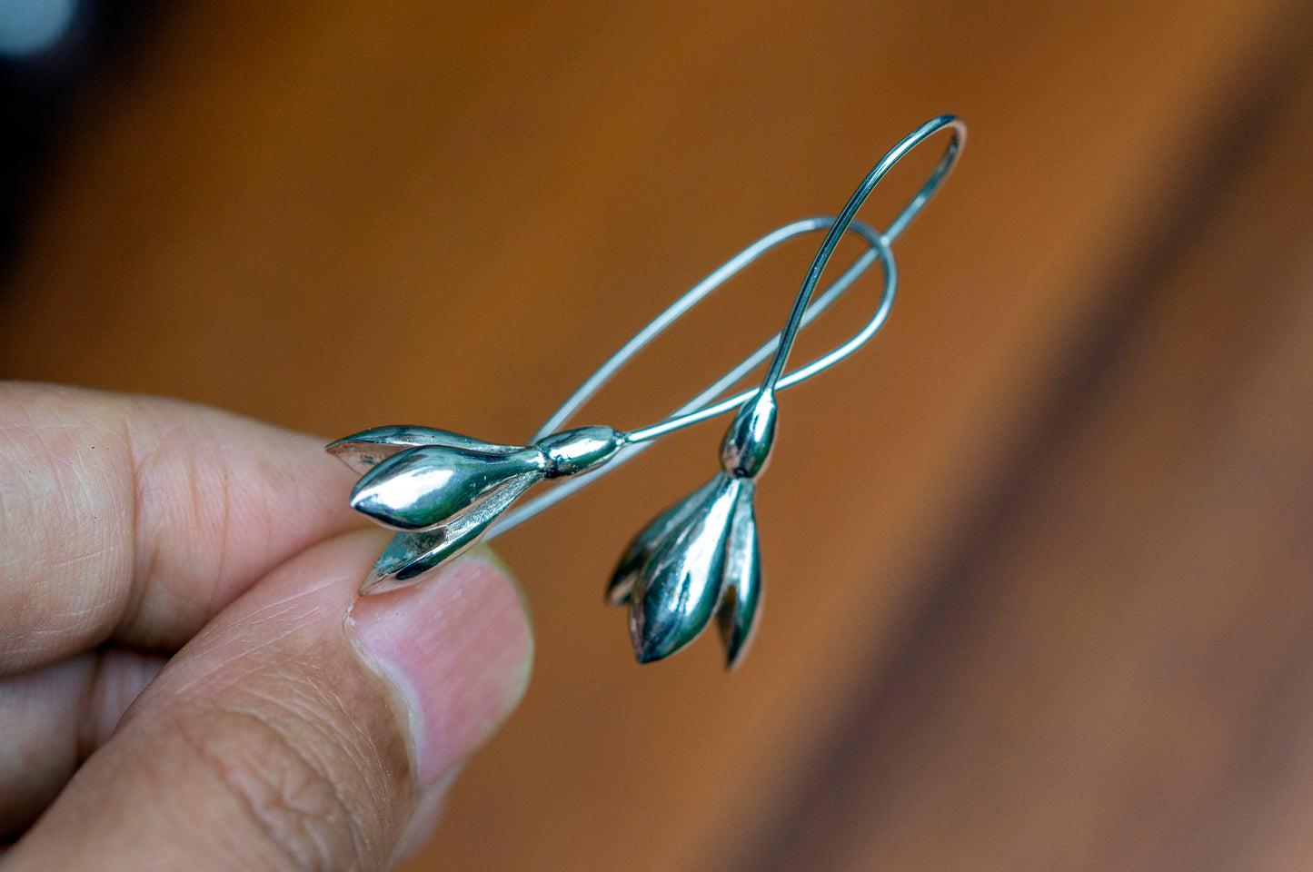 Snowdrop sterling silver earrings