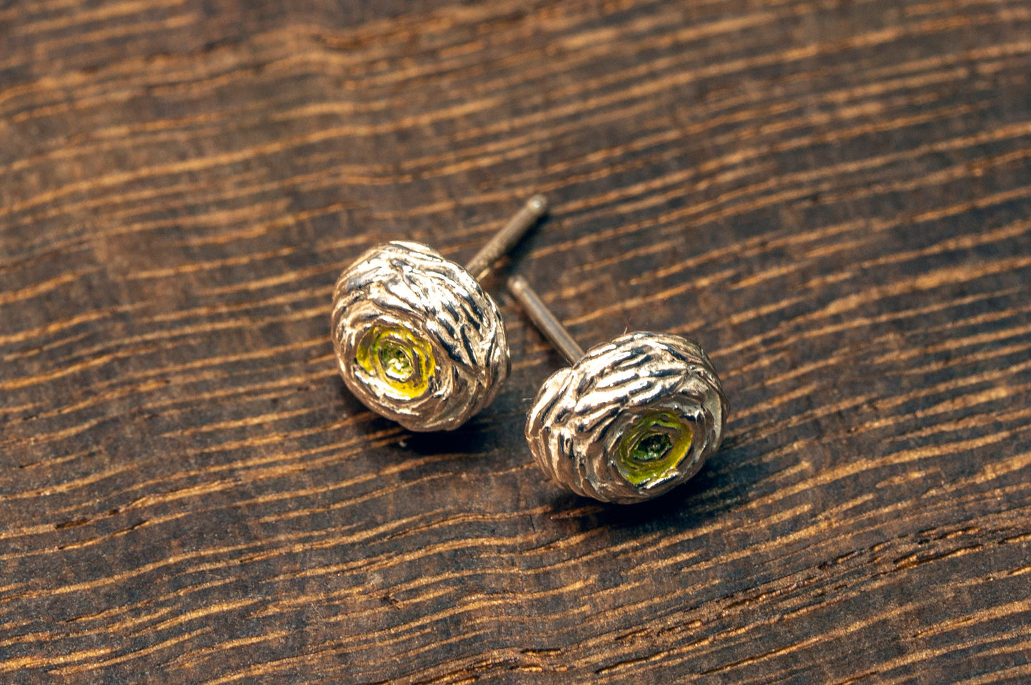Ranunculus sterling silver ear studs
